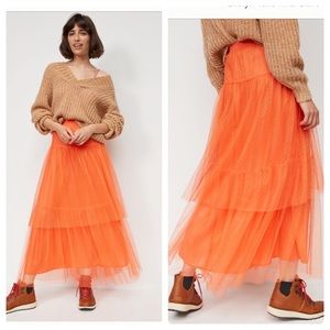 Anthropologie Evelyn tulle midi skirt